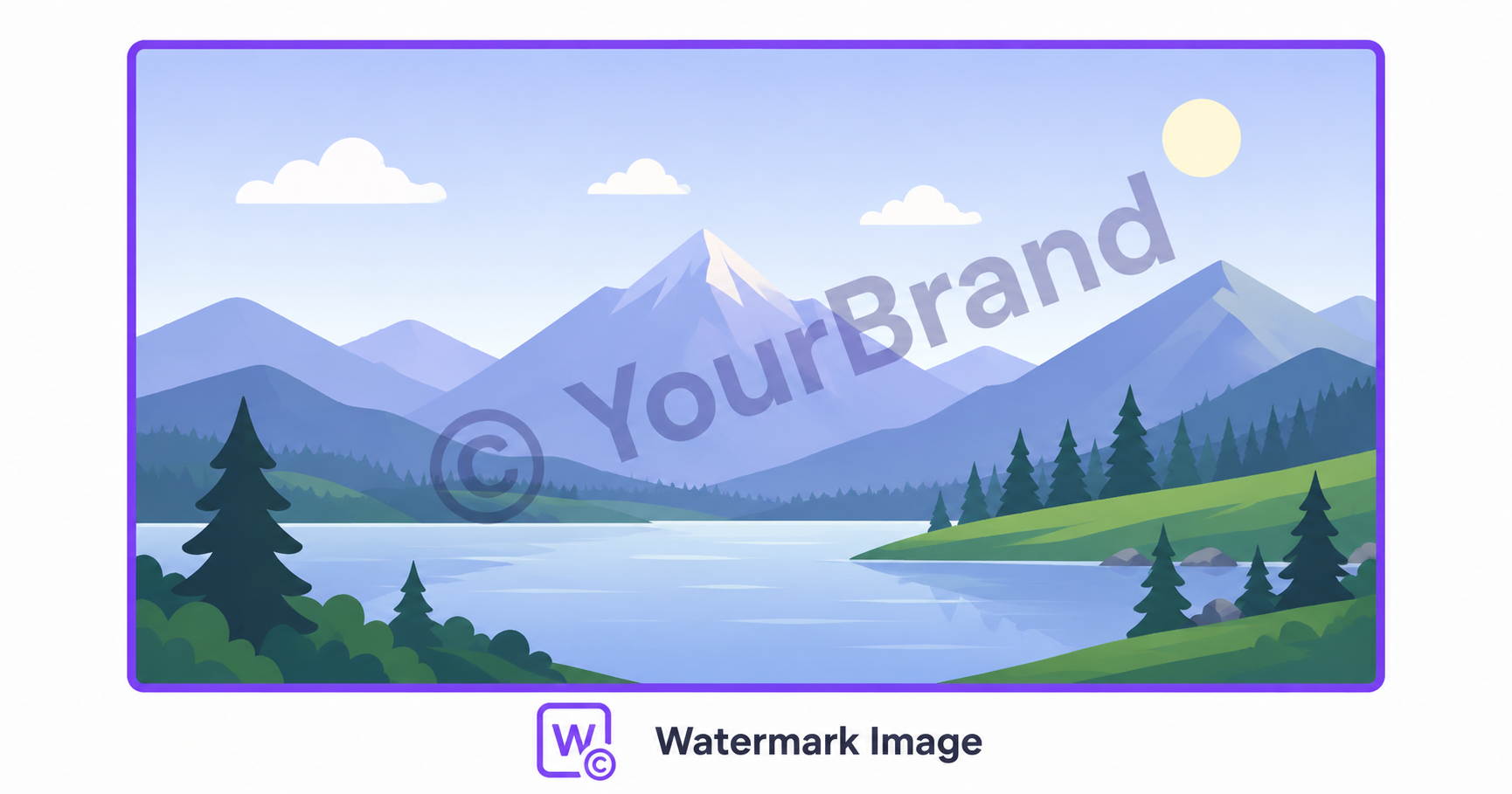 Illustration of a photo with a semi-transparent copyright watermark overlaid diagonally across the image