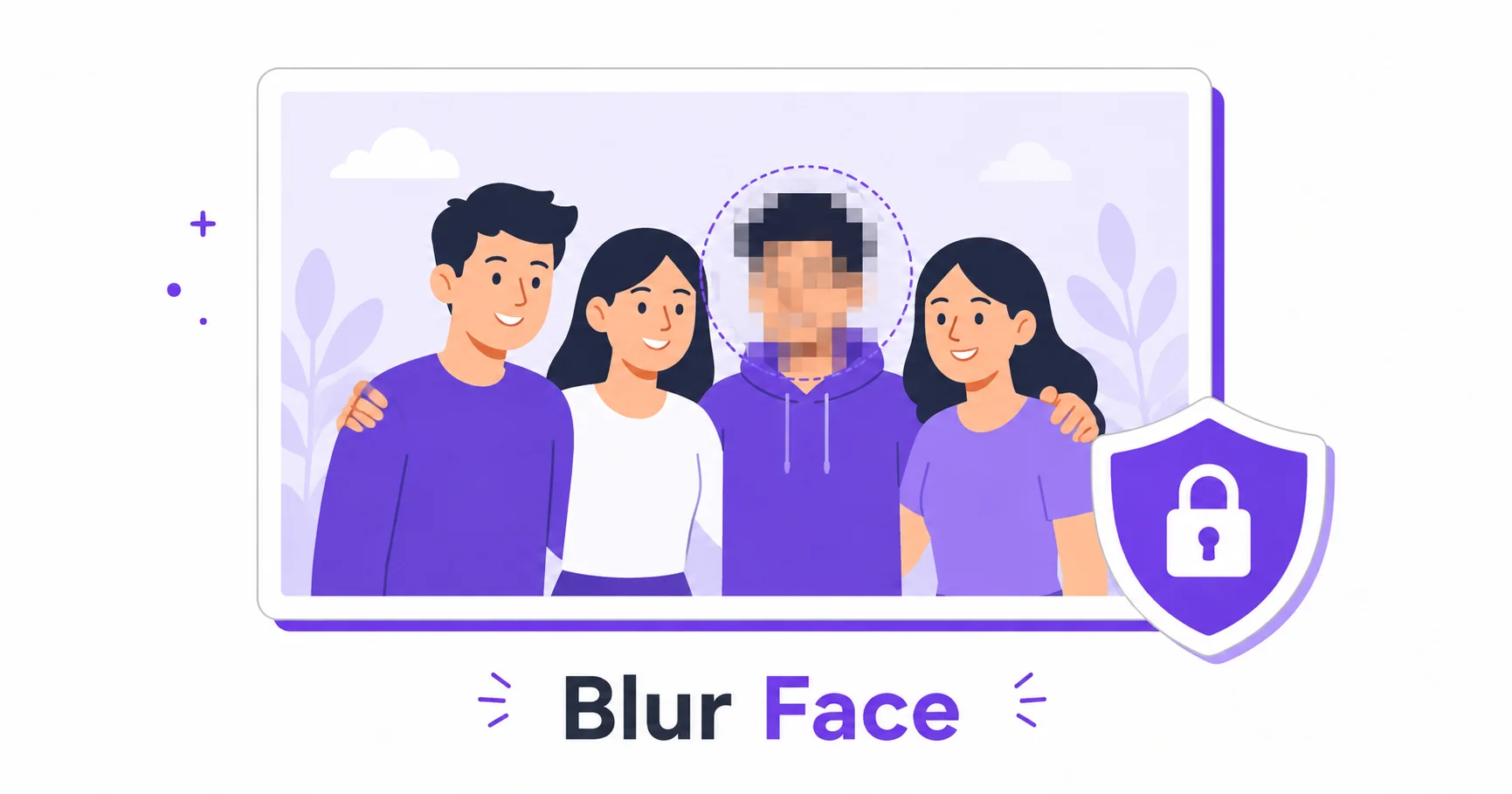 Illustration of a photo with a face blurred out for privacy protection.