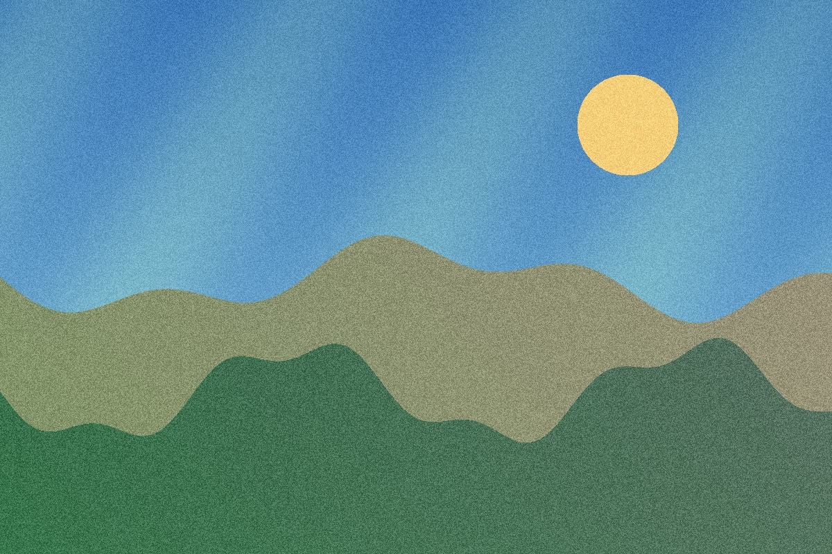 The same landscape illustration after a measured 500 KB JPG export